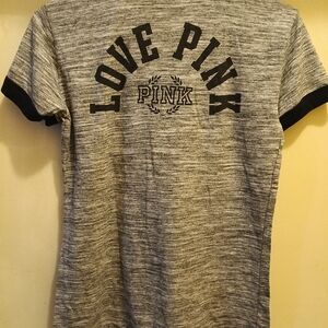 PINK Victoria's Secret Heather Gray Tee with Black Graphic